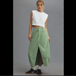 Pilcro Barrel Denim Midi Skirt